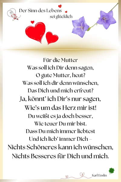 Muttertag - Gedicht für die Mutter